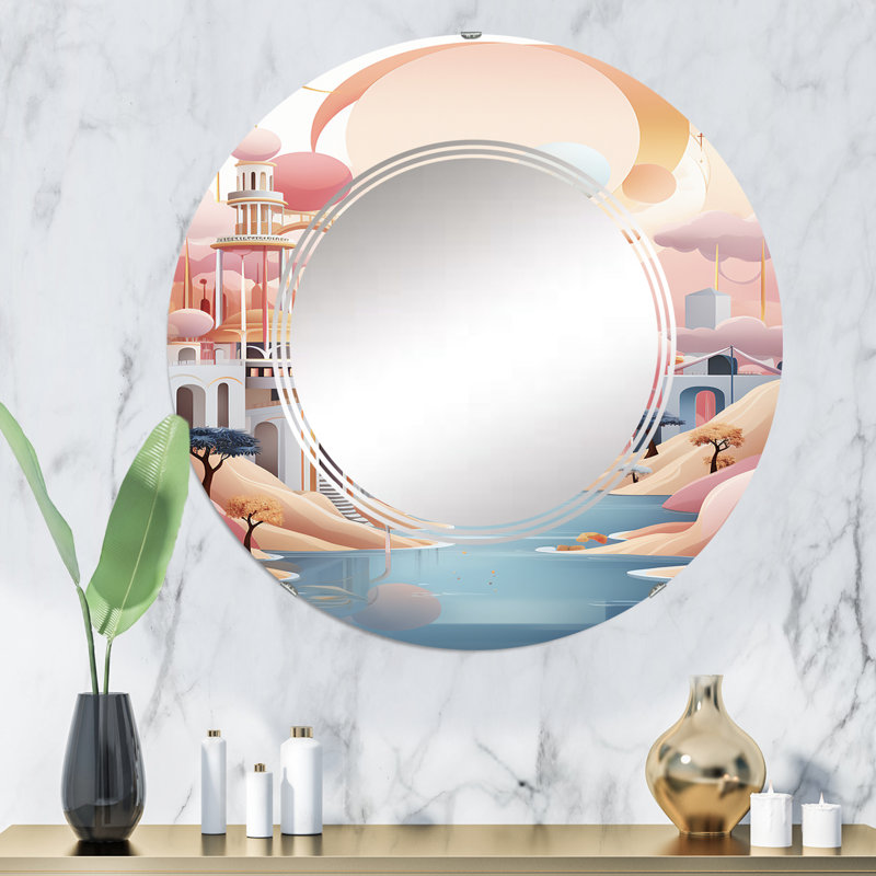 Pendry - Miroir mural rond moderne, 32 po x 32 po