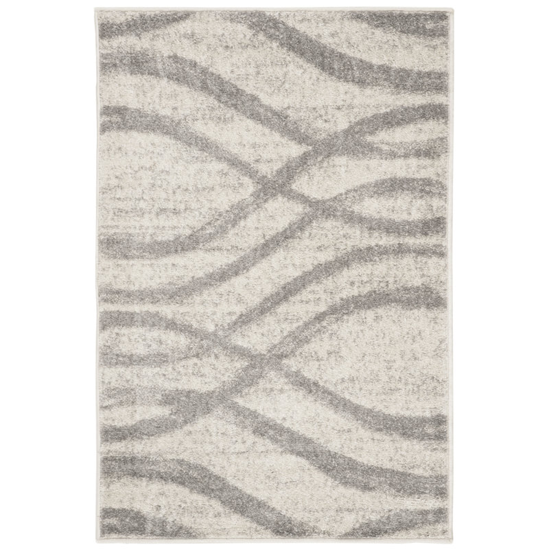 Tapis performance abstrait Shelva, Rectangle 2 pi 6 po x 4 pi, Gray/Ivory