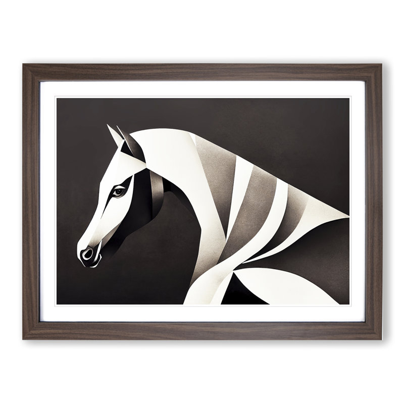 The Contemporary Horse Abstract 1 Piece Single Picture Frame Wall Art, 46cm H x 64cm W, Walnut