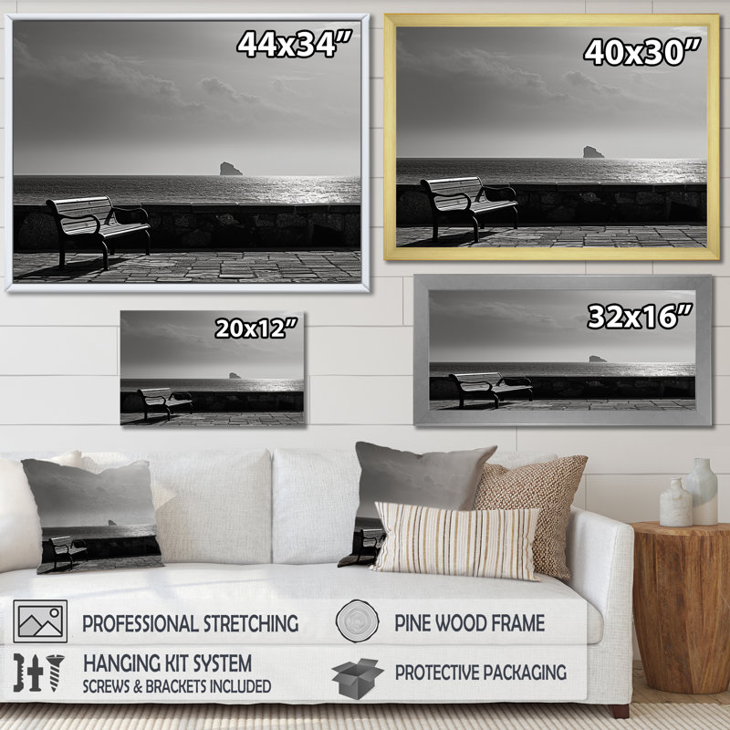 Quach - plage et océan, reproduction d'art sur toile, Cadre flottant noir, H 24 po x l 32 po x P 1 po