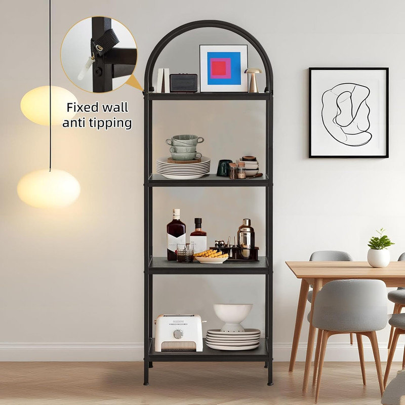 60cm W Metal Standard Bookcase, (4 Shelves) 182.9cm H x 60cm W x 30cm D, Black