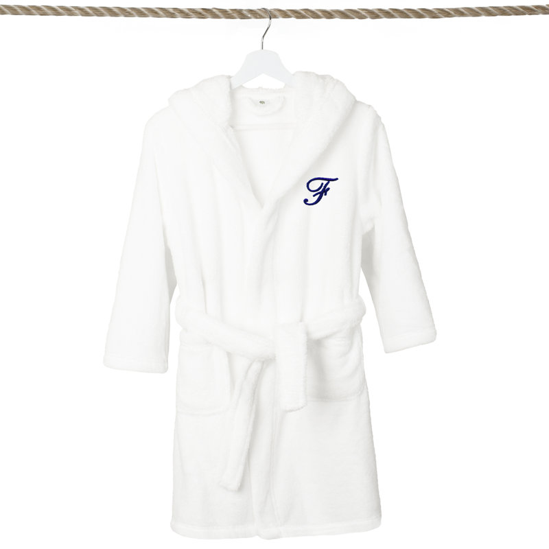 Peignoir en molleton mi-mollet personnalisé pour enfants avec poches et capuche, M, F