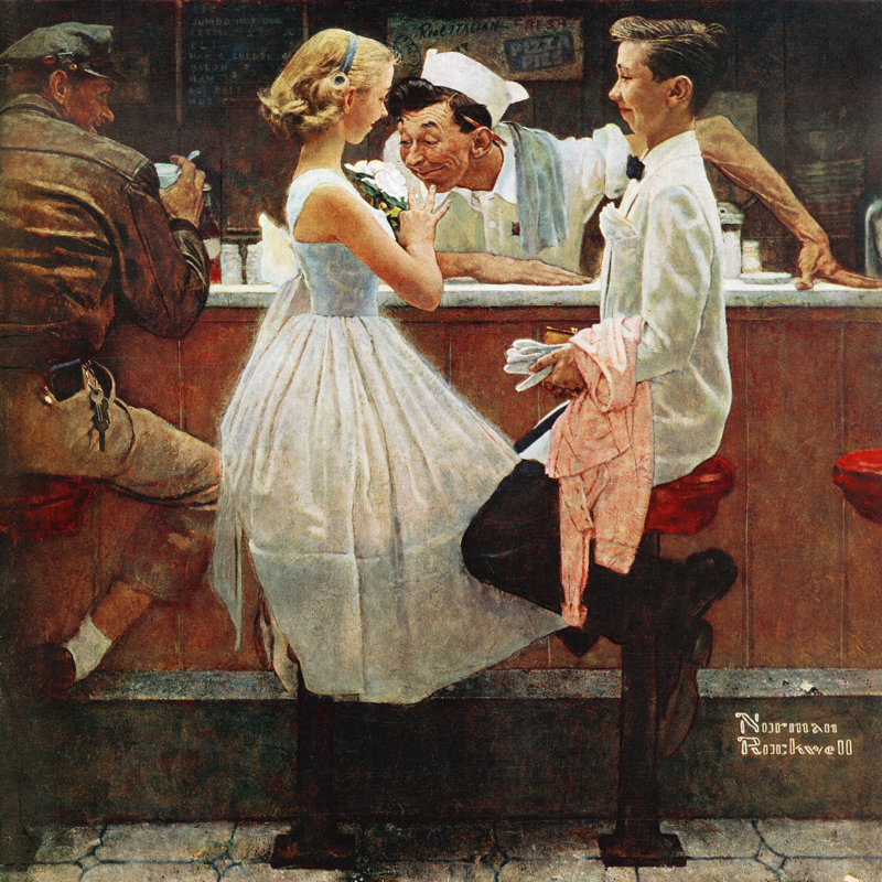 After The Prom by Norman Rockwell - Wrapped Canvas Print, 46 cm H x 46 cm W