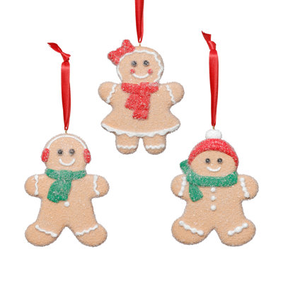 Assorted Cookie Christmas Ornaments, 6 Hanging Pieces (2 Sets of 3)