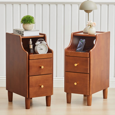 Solid Wood End Table With Storage