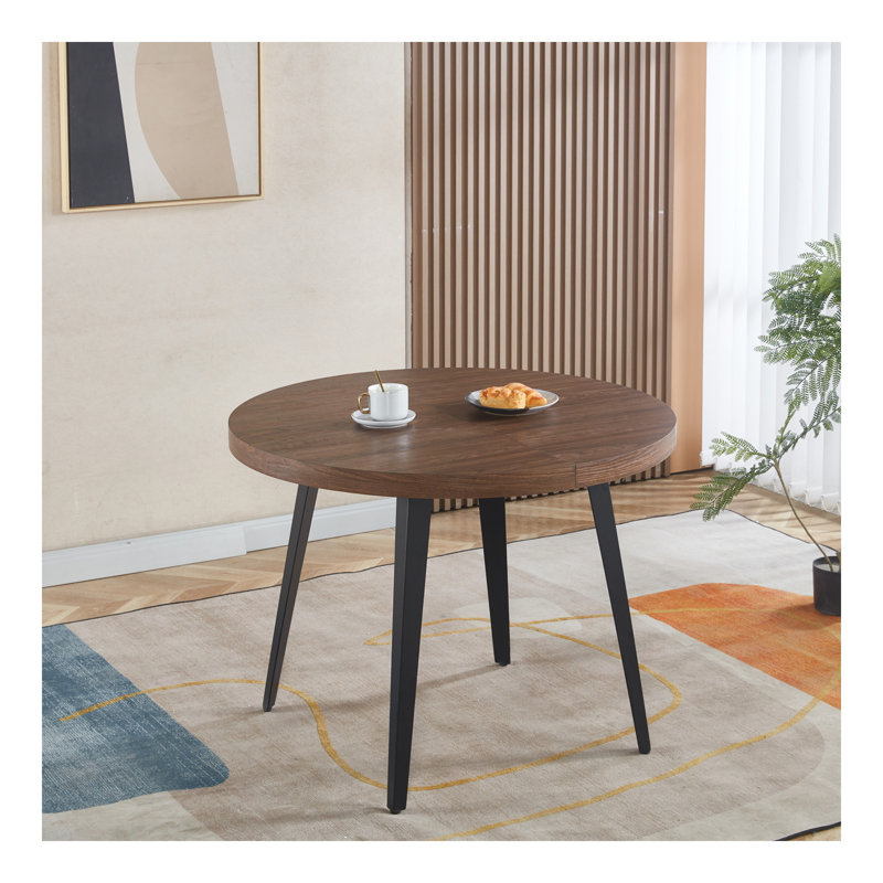 Table extensible, table à manger, table de bureau, table basse, pieds en métal, plateau en panneau de fibres à densité moyenne, 100/140 / 180x100x75cm, couleur noyer