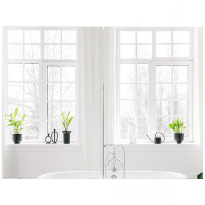 Miroir de salle de bain mural à double porte avec tablettes réglables et tablette inférieure