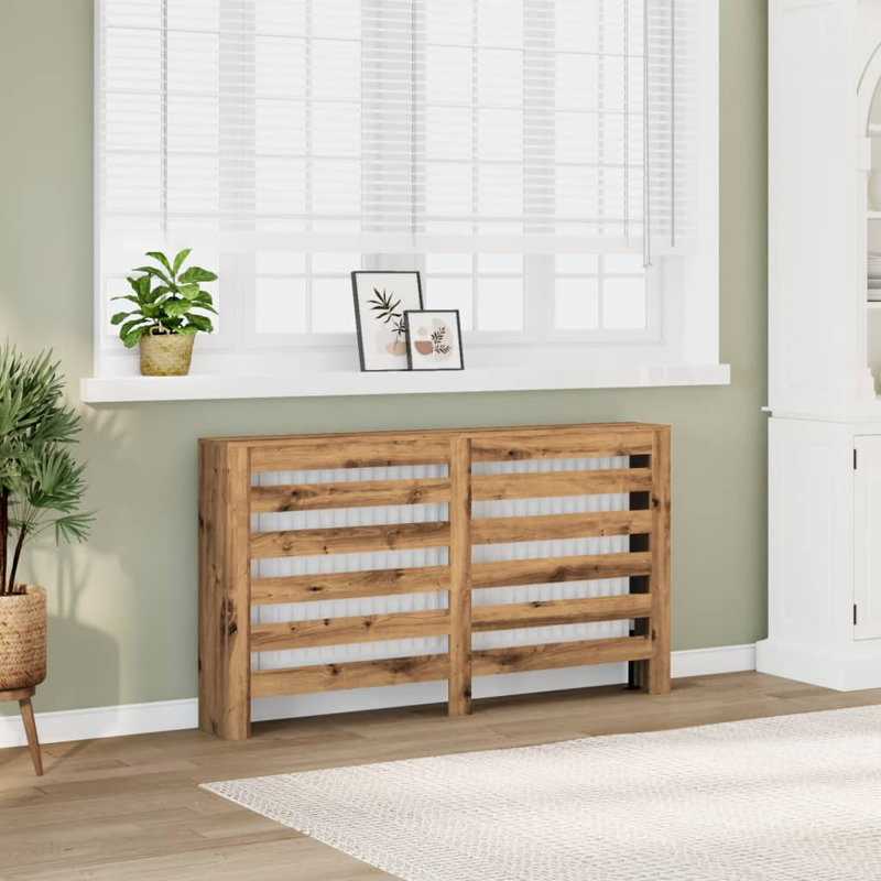 Large Radiator Cover, Artisan Oak, 149 x 20 x 82 cm, Horizontal Slats