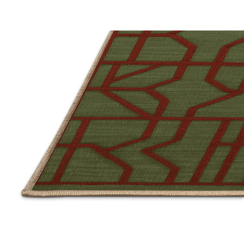Tapis brun treillis lavable à la machine, Carré 4 pi