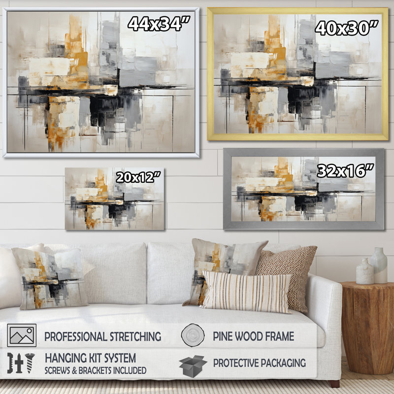 " Minimalist Montage VI ", 30" H x 40" W, Gold Floater Framed