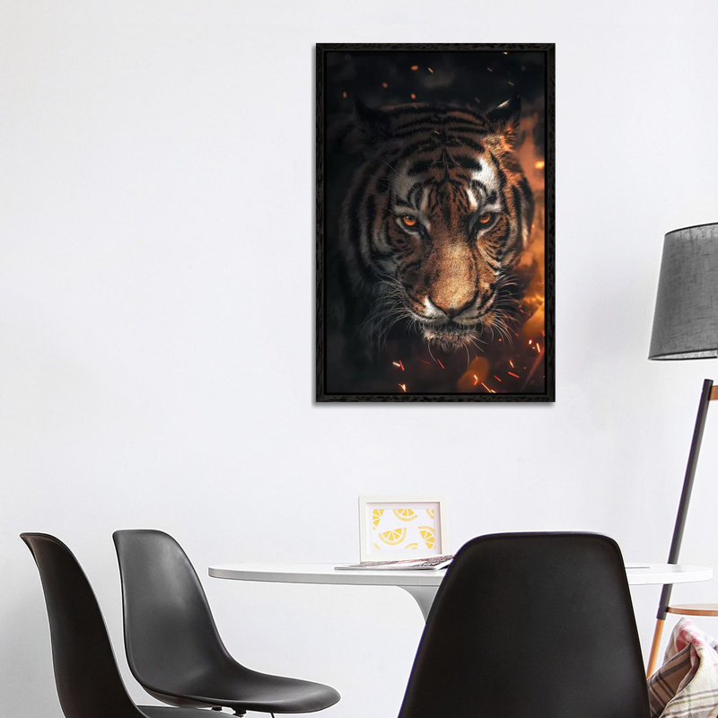 Tiger Sparkles by Zenja Gammer - Print on Canvas, Black Framed, 101.6 cm H x 66.04 cm W
