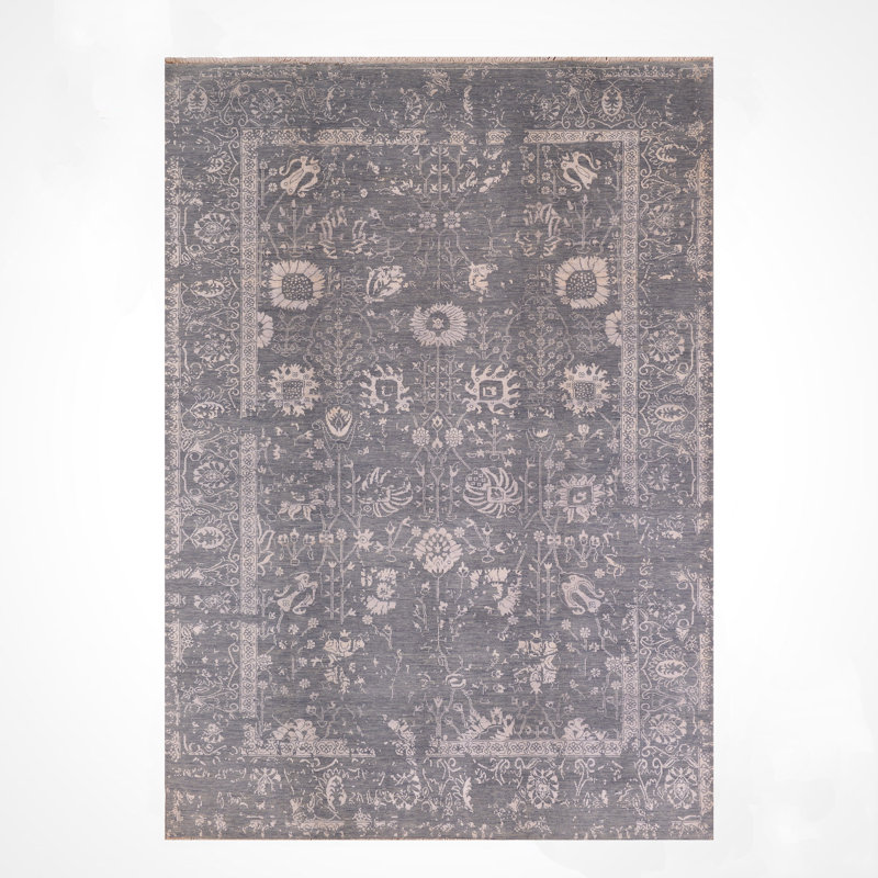 Tapis gris en laine noué à la main Original Original