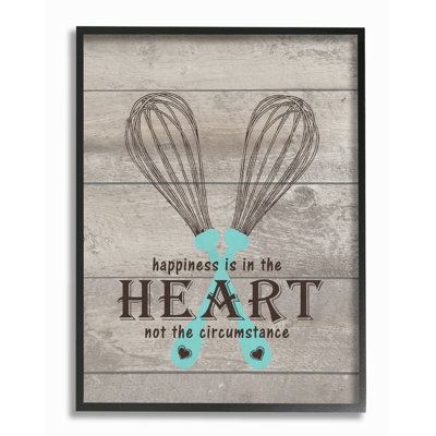 «Happiness Is In The Heart Whisks» par Lettré et doublé - impression d'art textuel