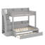 Lit superposé avec escalier de rangement, lit gigogne, tablettes de rangement, DEL et USB-1179359309
