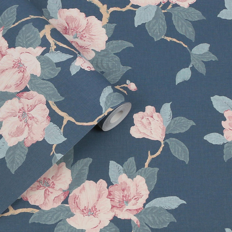 Laura Ashley Maya Linen Wallpaper, Blue