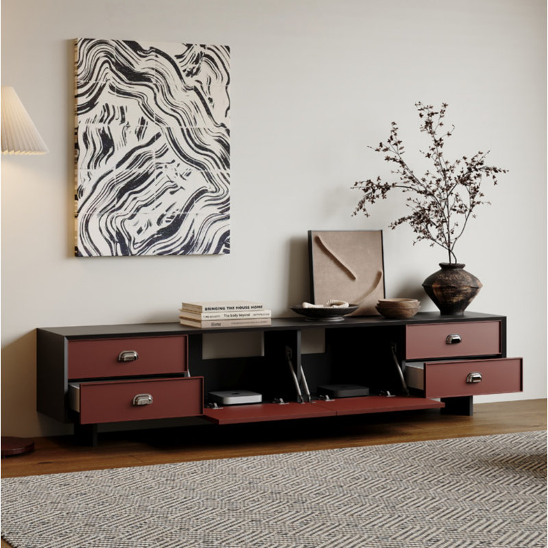 Meuble télé Minimalist Creative, H 20,08 po x L 86,61 po x l 15,75 po, Noir / Rouge
