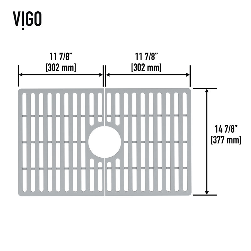 Grille en silicone 23,75 po x 14,875 po en silicone pour évier de cuisine à simple cuve 27 po, Gris