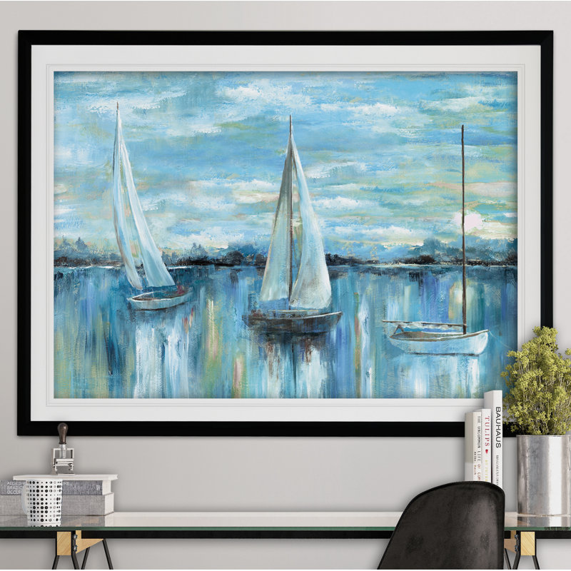 « soirée on the bay », reproduction de peinture à l’acrylique encadrée, Noir, H 24 po x l 30 po x P 1,5 po