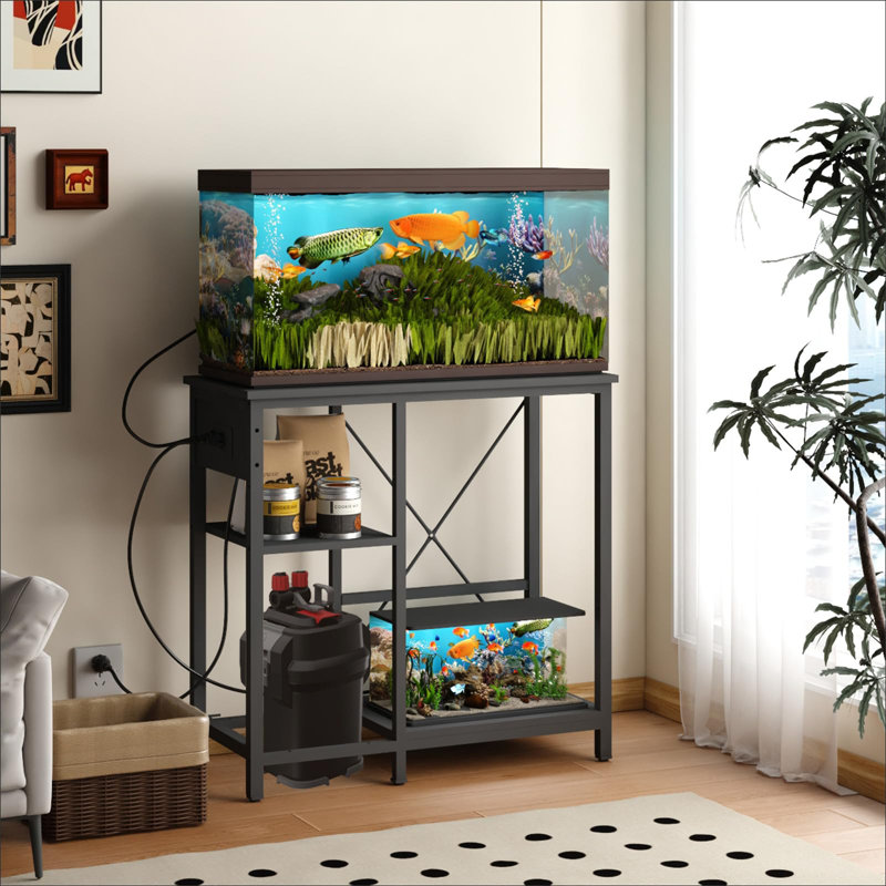 Support d'aquarium 20 à 29 gallons avec station de charge, Noir