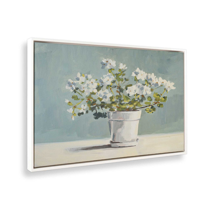 «White Flower Pot II» par Marian Parsons, reproduction d'art sur toile, H 8 po x l 12 po, Blanc