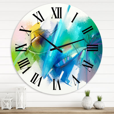 Danse abstraite de différentes nuances de bleu II - horloge murale moderne