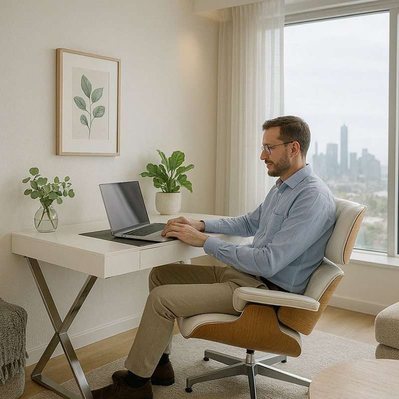 Abela Computer Desk, White/Black, Silver