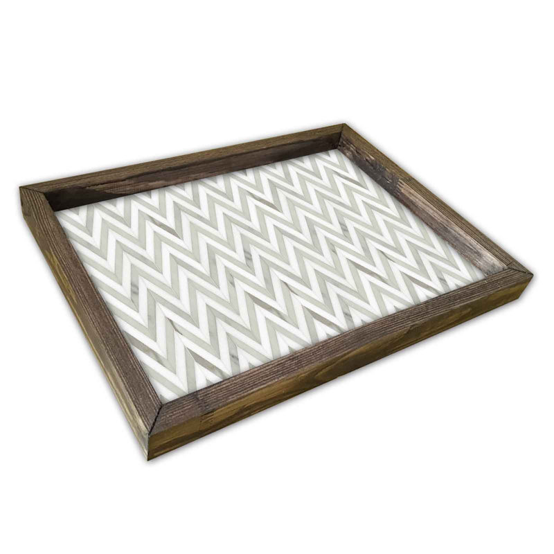Elegant Serving Tray, 100% MDF & Pine Wood Frame, 11.8 x 15.7 inches | Durable 2.7mm Thickness, Perfect for Home Entertaining & Breakfast in Bed | Stylish Design, Lightweight & Easy to Clean