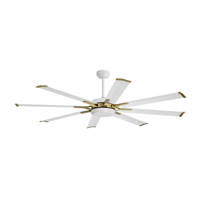 Ventilateur de plafond intérieur sans lumière, moteur réversible, Blanc / Doré, 96", White