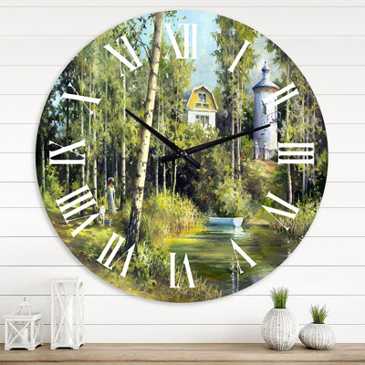Horloge murale «The Wood River On A Decline By The Castle»