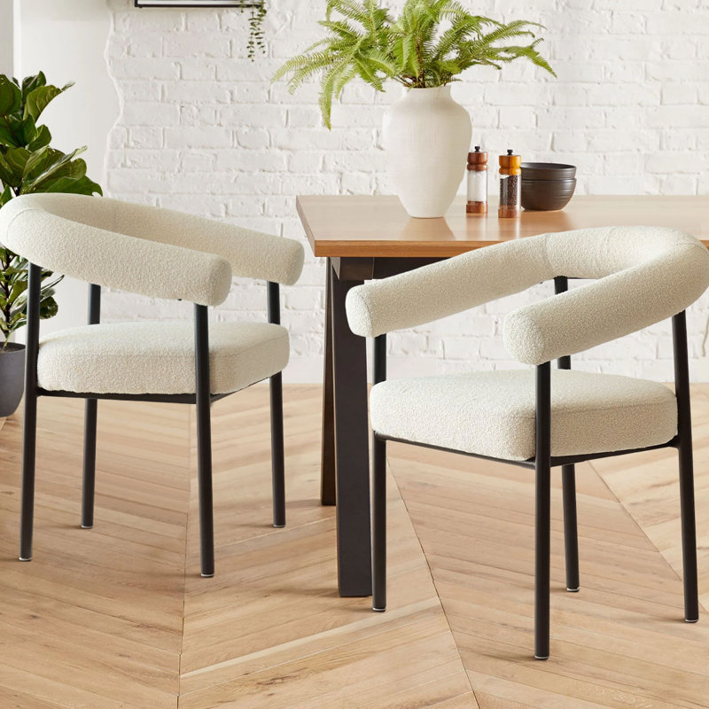 Chaise rembourrée avec accoudoirs courbés Modern Boucle