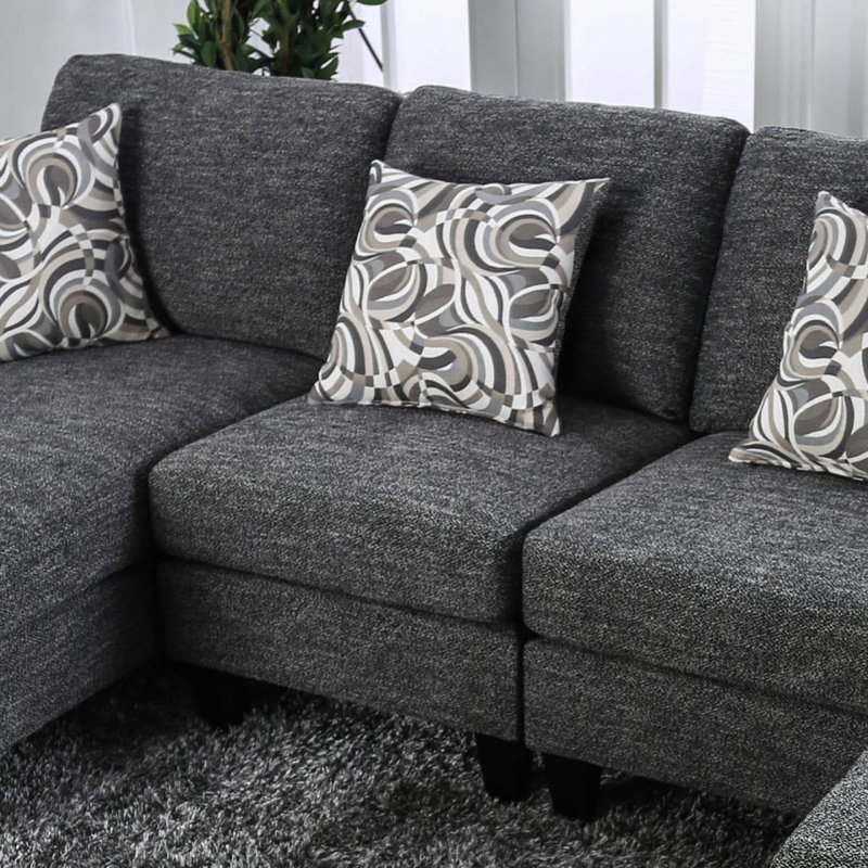 Fauteuil contemporain sans accoudoirs en chenille de couleur grise 1pc