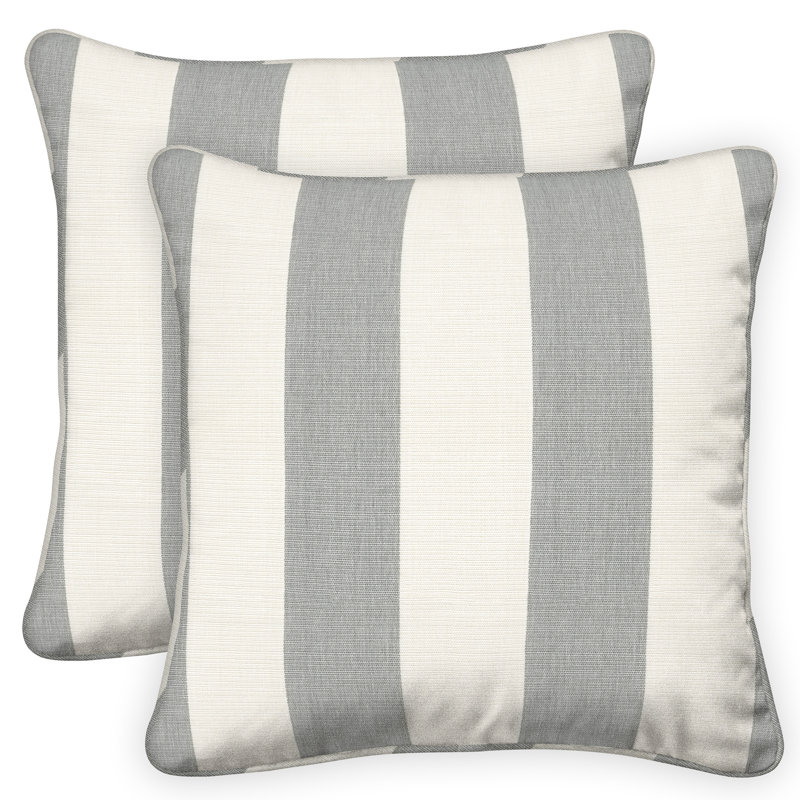 Square Toss Pillow Striped Throw Pillow, Black Awning Stripe