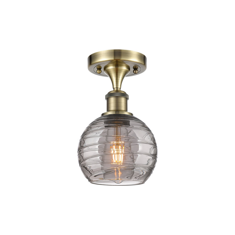 Plafonnier semi-encastré 1 lumière Wager, Laiton antique, H 9,38 po x l 12 po x P 12 po