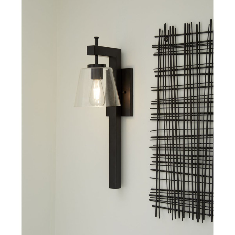 Nouvelle applique murale en verre transparent Ariyelle, Noir mat