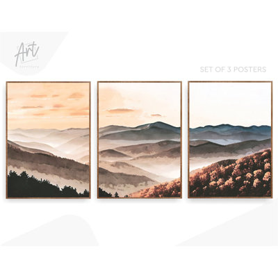 «Great Smoky Mountains», ensemble de 3 reproductions d'art mural