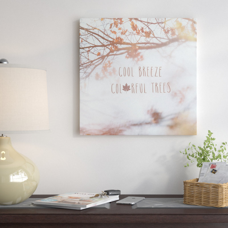 « automne calling ii », art textuel sur toile tendue, H 18 po x l 18 po x P 1,5 po, Toile encadrée noire, Pas de tapis