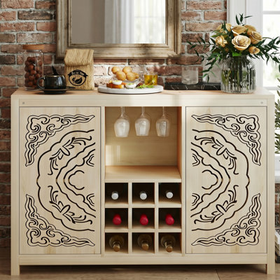 47'' Wine Bar, Storage Buffet Cabinet Coffee Bar Cabinet For Liquor, Wine Cabinet With Racks