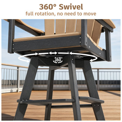 48.5'' Swivel HDPE Adirondack Outdoor Bar Stools, Counter Height Patio Chairs