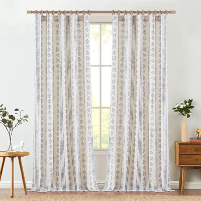 Paire de rideaux semi-transparents avec passe-tringle en lin