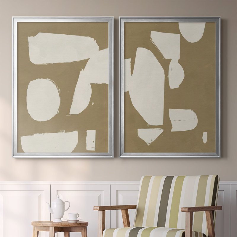 Chunky Abstract I, toile encadrée de qualité supérieure - prête à être accrochée, H 24,5 po x l 37 po, Argent