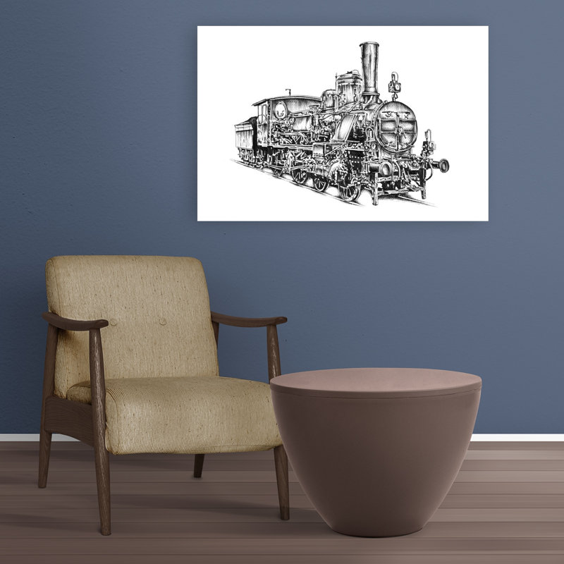 «Classic Steam Locomotive Classic Industrial Retro», reproduction d'art murale, 24" H x 36" W