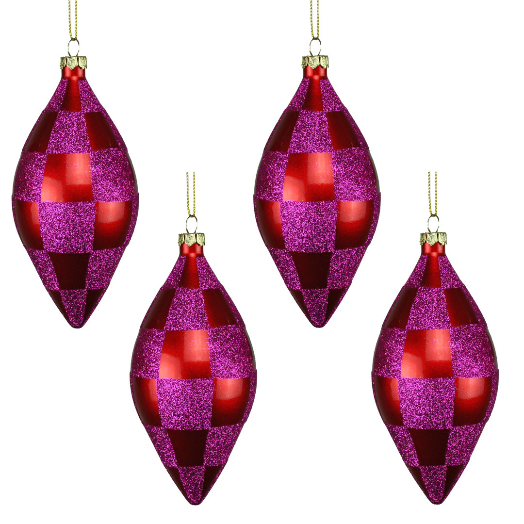 5'' Checkered Finial Ornament (Set of 4) The Holiday Aisle® 