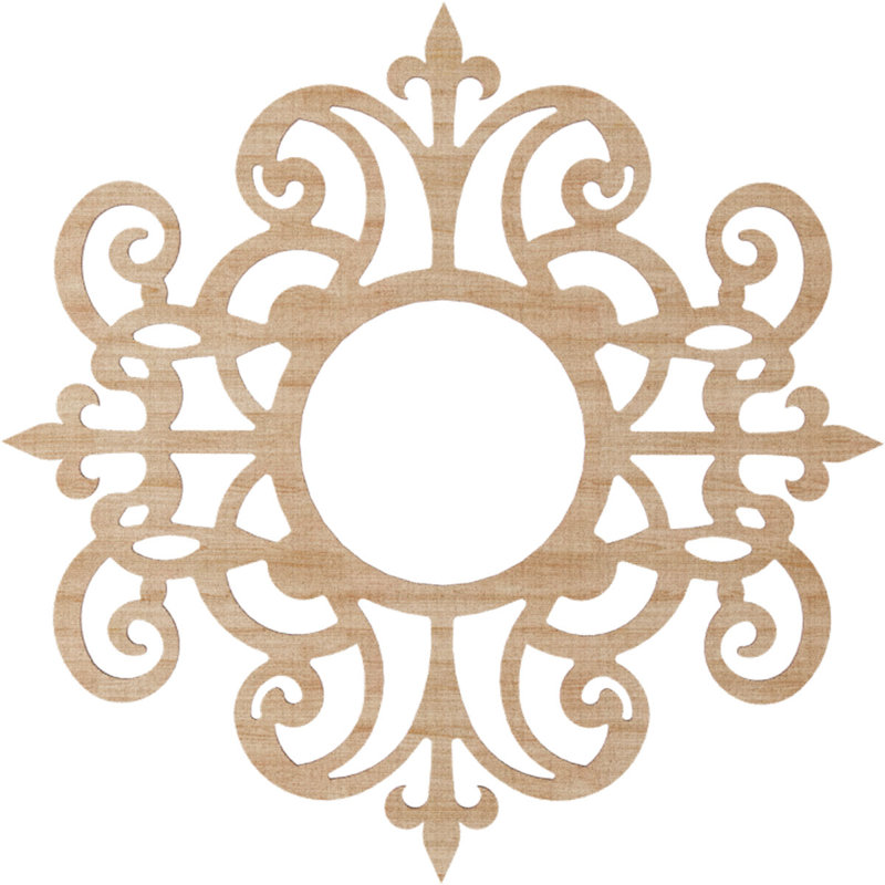 Médaillon de plafond percé en bois Dijon 22 po x 7 pi 8 po x P 1/8 po, Aulne, H 22 po x l 22 po x P 0,25 po
