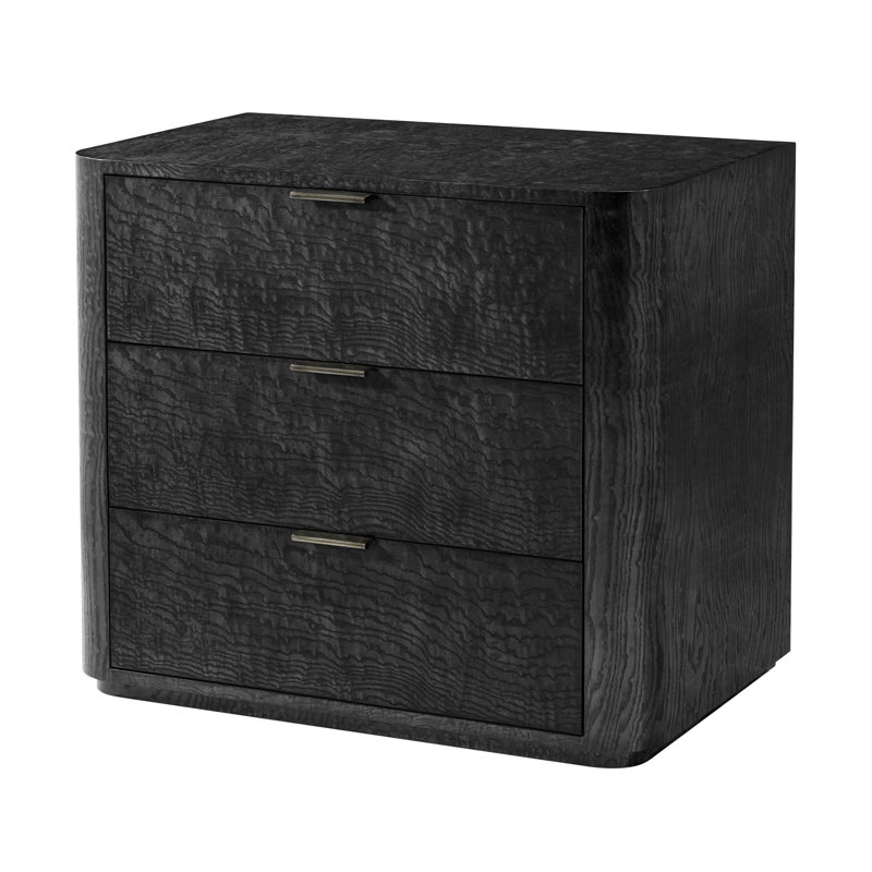 Kesden 3 - Drawer Solid Wood Nightstand, Silent Black