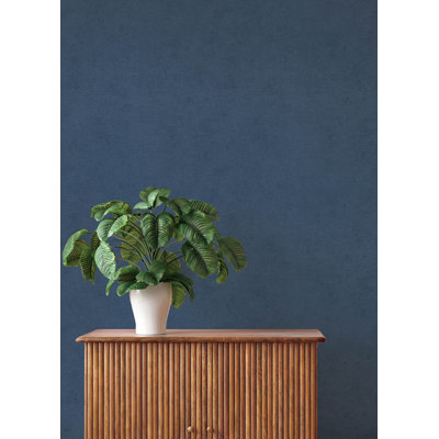 Papier peint imitation lin bleu marine Cullen