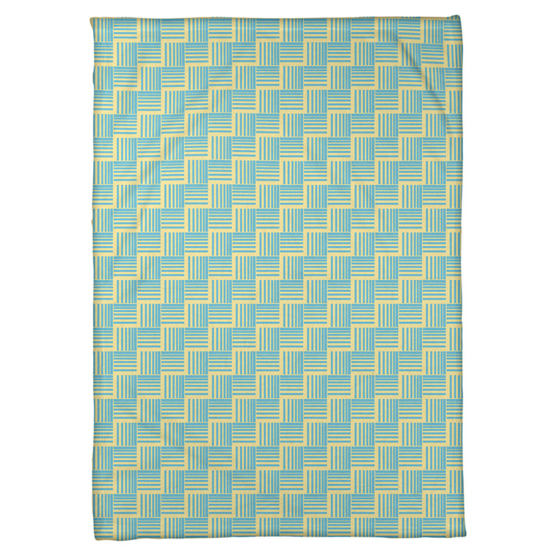 Couverture polaire à rayures classic basketweave, l 60 po x L 80 po, Jaune / bleu sarcelle
