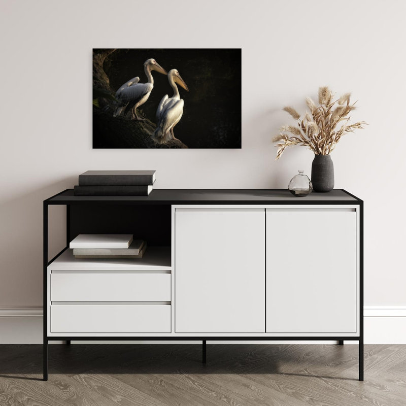 Elegant Pelican Pair Elegant Peaceful Serene Bird Pelican Nature Wildlife Wall Art Print 1 Piece Wrapped Canvas Wall Art