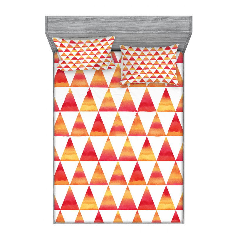 Microfiber Geometric Sheet Set, Queen Sheet Set with Fitted Sheet