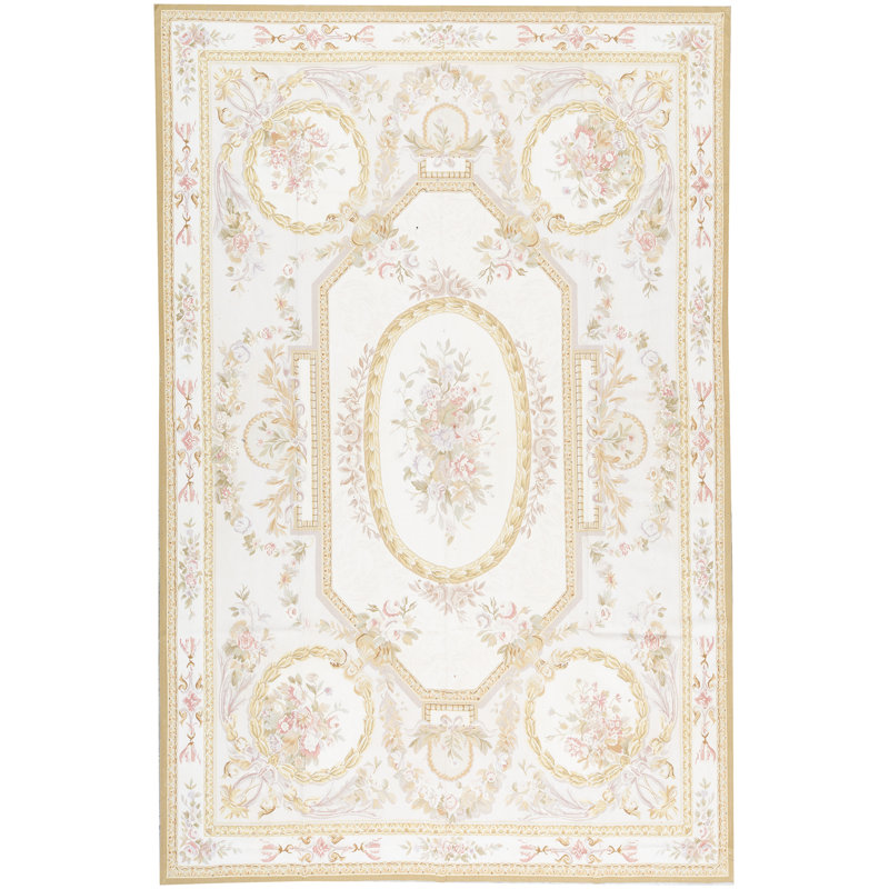Tapis beige noué à la main de haute qualité
