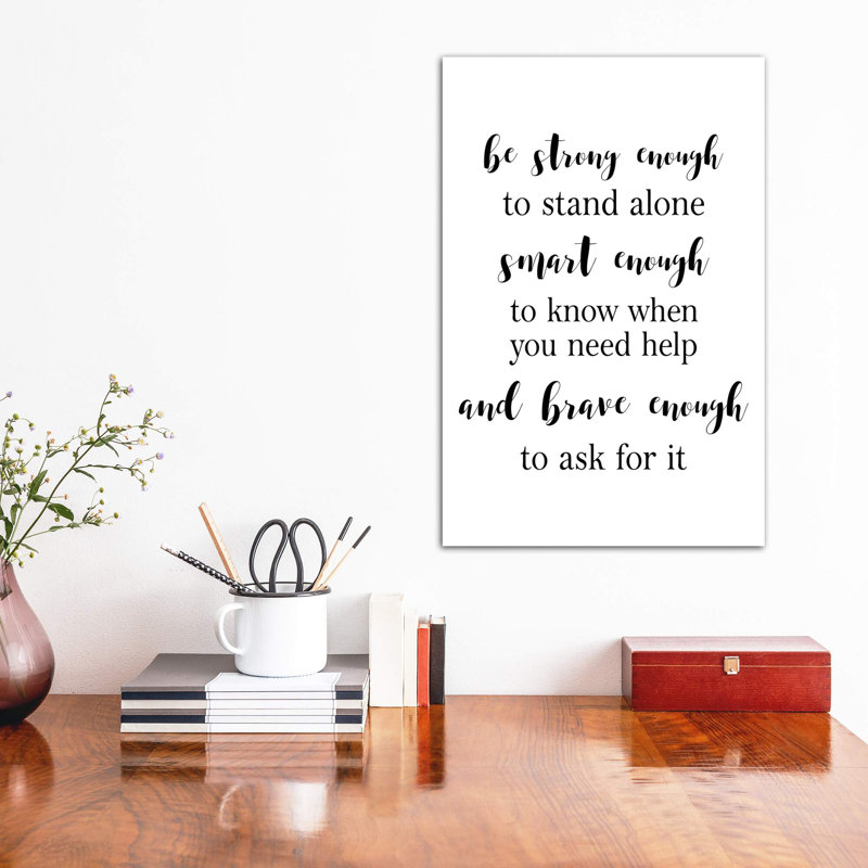 «Be Strong Enough», reproduction d'art textuel, Toile tendue, Aucun mat, H 12 po x l 8 po x P 0,75 po